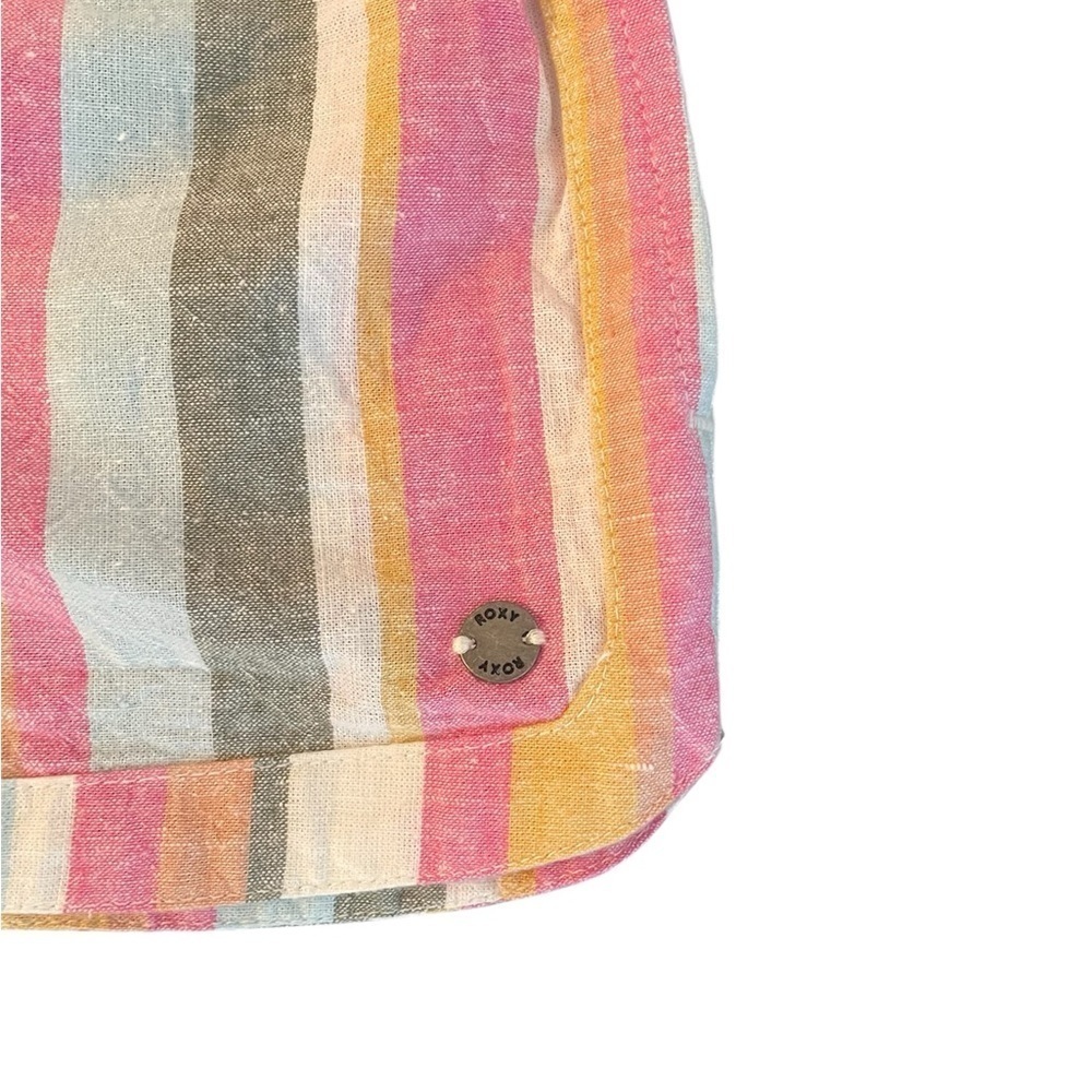 Roxy Striped Shorts Girls 7 XS Cotton Linen Elastic Waist Multicolor - Picture 6 of 11